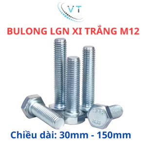 Bu lông (bulong) mạ kẽm M12 (12 li) từ 30mm - 150mm (túi 50 con)