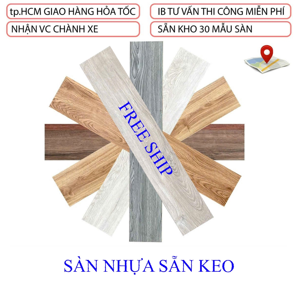 Sàn nhựa giả gỗ sẵn keo bóc dán .Kích thước 45 x 15 cm. 14 tấm thi công được 1 m2