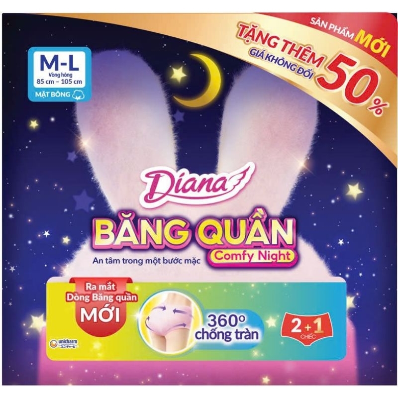Băng vệ sinh quần Diana Comfy Night size SM/ML (2 miếng/5 miếng)