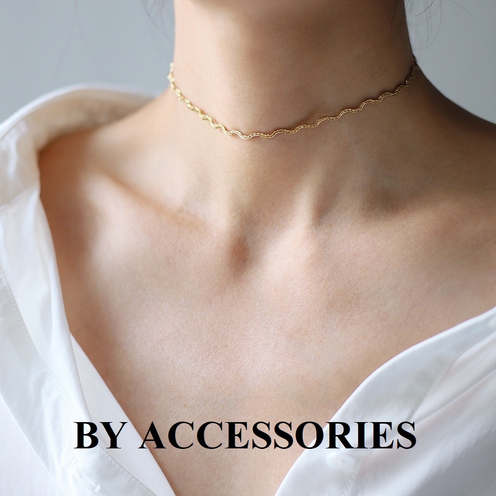 Vòng cổ choker nữ titan kiểu gì gợn sóng đơn giản không gỉ WN2510 BY ACCESSORIES