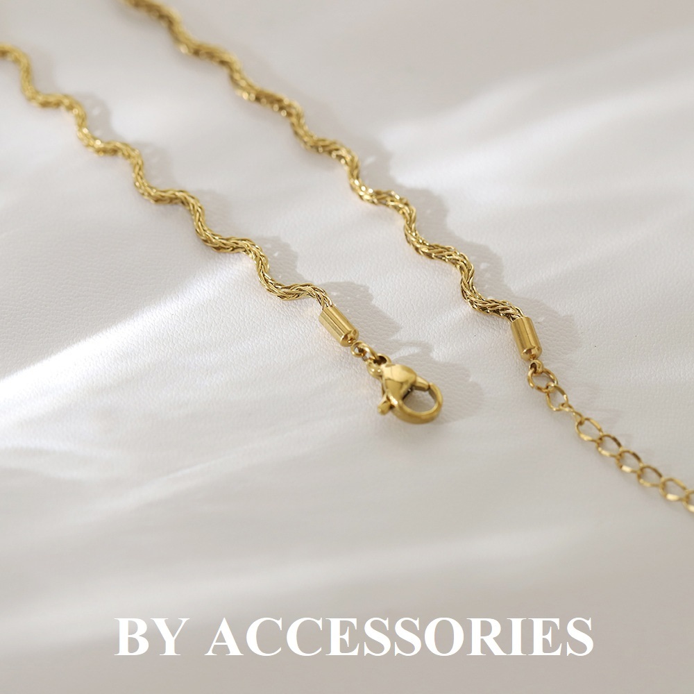Vòng cổ choker nữ titan kiểu gì gợn sóng đơn giản không gỉ WN2510 BY ACCESSORIES