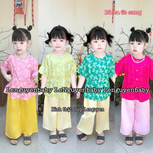 Bộ quần áo bé gái ÚT CƯNG, chất Gấm mềm mại cho bé, thoáng mát và thoải mái cho bé