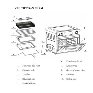 NỒI CHIÊN KHÔNG DẦU DẠNG LÒ AMICOOK AIR FRYER OVEN 24L – MÀU BẠC