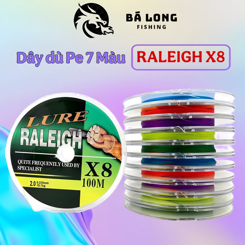 Dây dù câu cá Lure Raleigh X8 7 màu siêu đẹp siêu bền mịn ( sale xả ...
