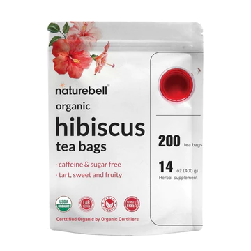 Trà dâm bụt hữu cơ ko đường chống oxy hoá, giảm lão hoá, tốt cho tiêu hoá Naturebell Organic Hibiscus Tea 200gói USA