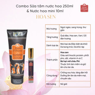 Combo Sữa tắm 250ml và nước hoa 10ml Tesori d' Oriente tiện ích phù hợp mang đi du lịch