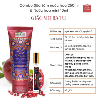 Combo Sữa tắm 250ml và nước hoa 10ml Tesori d' Oriente tiện ích phù hợp mang đi du lịch