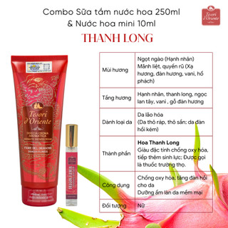 Combo Sữa tắm 250ml và nước hoa 10ml Tesori d' Oriente tiện ích phù hợp mang đi du lịch