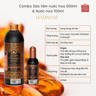 Combo Sữa tắm 500ml & Nước hoa 100ml Tesori d' Oriente lưu hương đến 8h nhập khẩu chính hãng từ Ý