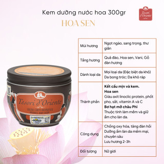 Kem dưỡng thể nước hoa Tesori D’oriente Ý 300g – Da mịn màng, ngát hương, quyến rũ