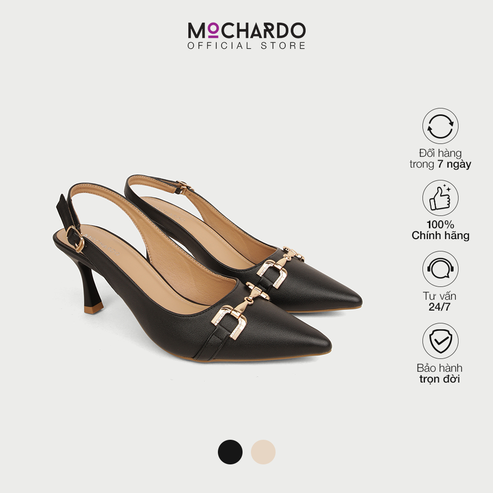 Giày Cao Gót Nữ MOCHARDO Dáng Slingback Mũi Nhọn Bít Mũi Phối Khóa 7cm ...