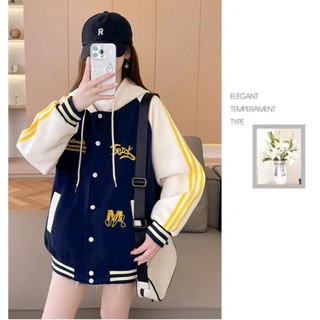 Áo Khoác Nỉ BOMBER Có Nón Phối ViỀN SỌC Cực HOTTREND Logo Thêu NHƯ HÌNH