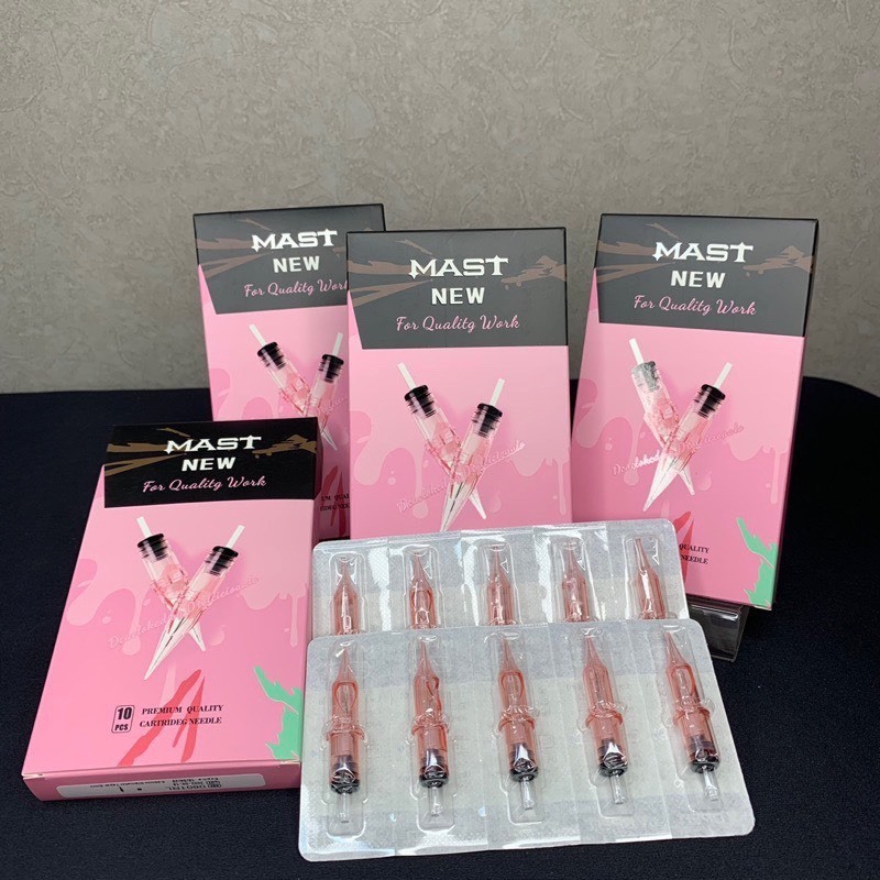 Hộp 10 Kim Mast xăm hồng đầu đạn giá rẻ dùng cho tất cả các dòng máy pen phun xăm
