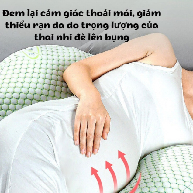 Ảnh Gối bầu cánh tiên cao cấp KidsWorld cotton sợi tre nâng đỡ bụng bầu có thể dùng được cả sau khi sinh 2
