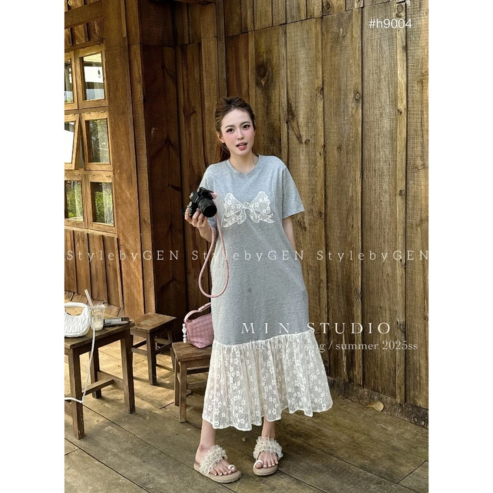 Đầm bầu dự tiệc thiết kế , váy bầu đuôi cá dáng dài mùa hè họa tiết nơ thêu cao cấp mix đuôi ren sang chảnh đầm bầu Elly