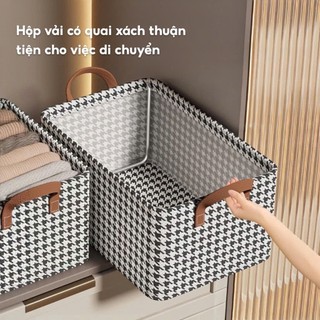 HỘP ĐỰNG QUẦN ÁO HẠC,  Hộp đựng quần áo ngăn nắp 2 màu họa tiết con hạc thiết kế khung sắt cứng cáp giữ form - MA: 0267
