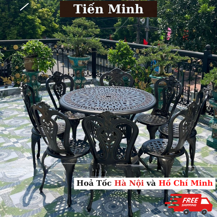 Bộ bàn ghế ban công ngoài trời Tròn Nhôm đúc Bàn ghế sân vườn ngoài trời Bàn ghế ngoài trời - HP37