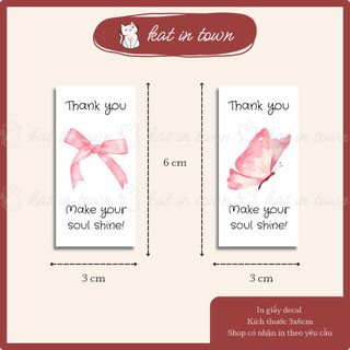 [KatinTown] Set 100 Nhãn Dán Decal Cắt Bế Niên Phong Cảm Ơn Dễ Thương Thiết Kế Hiện Đại Có Cán Màng