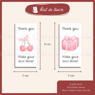 [KatinTown] Set 100 Nhãn Dán Decal Cắt Bế Niên Phong Cảm Ơn Dễ Thương Thiết Kế Hiện Đại Có Cán Màng