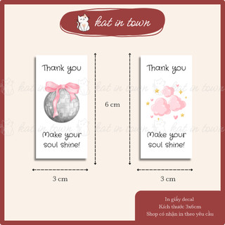 [KatinTown] Set 100 Nhãn Dán Decal Cắt Bế Niên Phong Cảm Ơn Dễ Thương Thiết Kế Hiện Đại Có Cán Màng