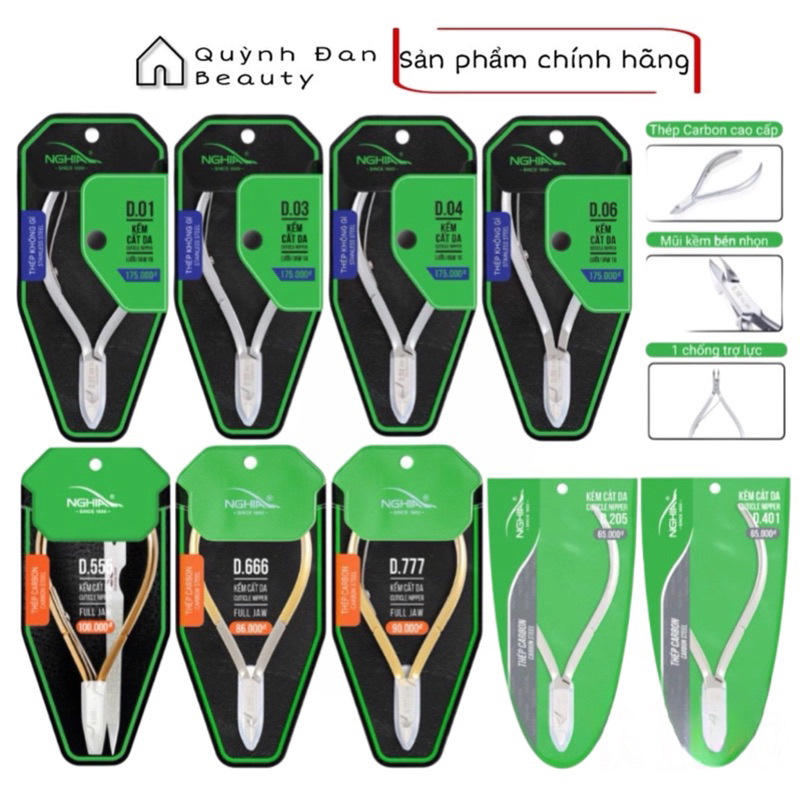 Kềm cắt da Kềm Nghĩa D01 D04 D09 D205 D401 D18 D555 D777 chính hãng - Kìm nhặt da thép không gỉ chuyên dụng làm nail