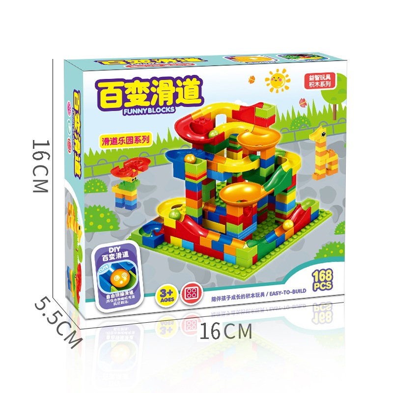 168 Chi Tiết - Bộ đồ chơi lắp ghép xếp hình cầu trượt thả bi cho bé phát triển tư duy - đồ chơi cầu trượt thả bi