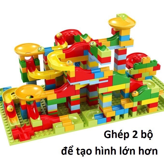 168 Chi Tiết - Bộ đồ chơi lắp ghép xếp hình cầu trượt thả bi cho bé phát triển tư duy - đồ chơi cầu trượt thả bi