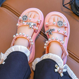 Sandal gắn đá mặt cười cho bé gái từ 3 đến 12 tuổi chất liệu nhựa pvc êm mềm chân chống nước