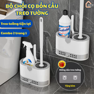 Bộ 2 Bàn Chải Vệ Sinh Toilet Cán Dài 360 Độ, Chổi Cọ Bồn Cầu Silicon Nhà Tắm Tiện Lợi 2 trong 1