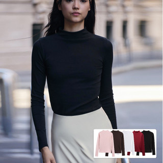 Áo Zara made in Morocco thun cổ cao dài tay trơn basic cao cấp