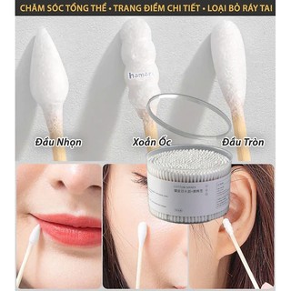 TĂM BÔNG TRE THÂN TRE 2 ĐẦU 1000 CÂY – COMBO 2 HỘP VỆ SINH TAI TẨY TRANG MAKEUP COTTON SWAB KHÔNG XƠ
