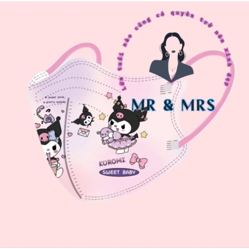 (Set 10c/50c) Khẩu Trang Hoạt Hình Kuromi  Cho Bé 4-12t