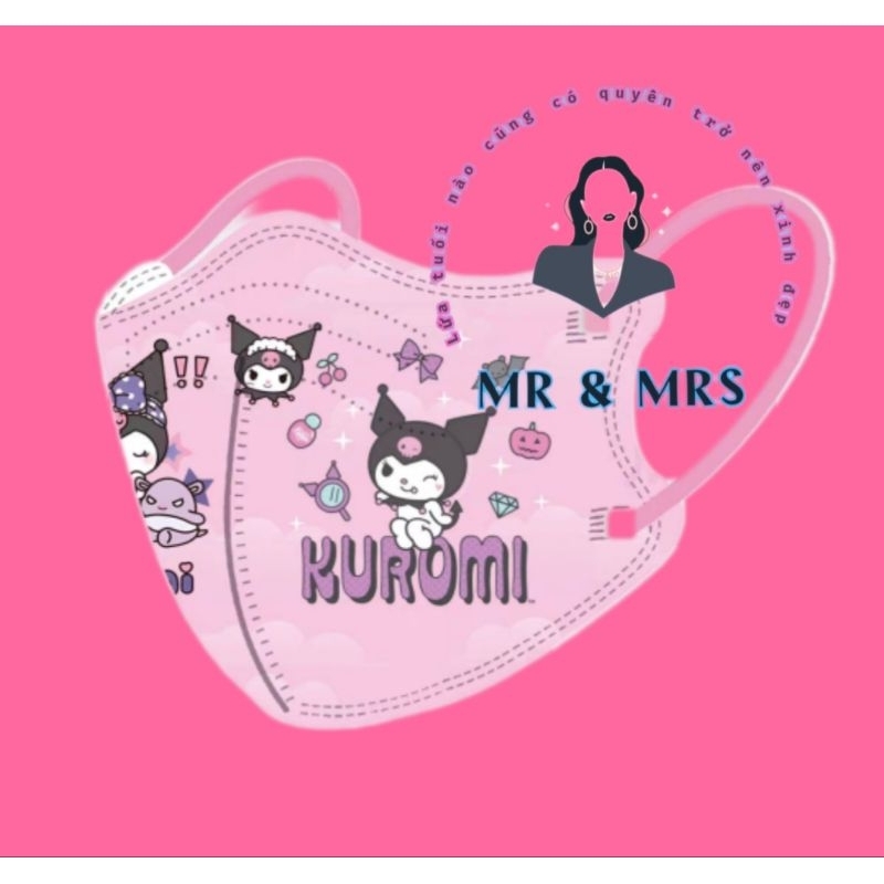 (Set 10c/50c) Khẩu Trang Hoạt Hình Kuromi  Cho Bé 4-12t
