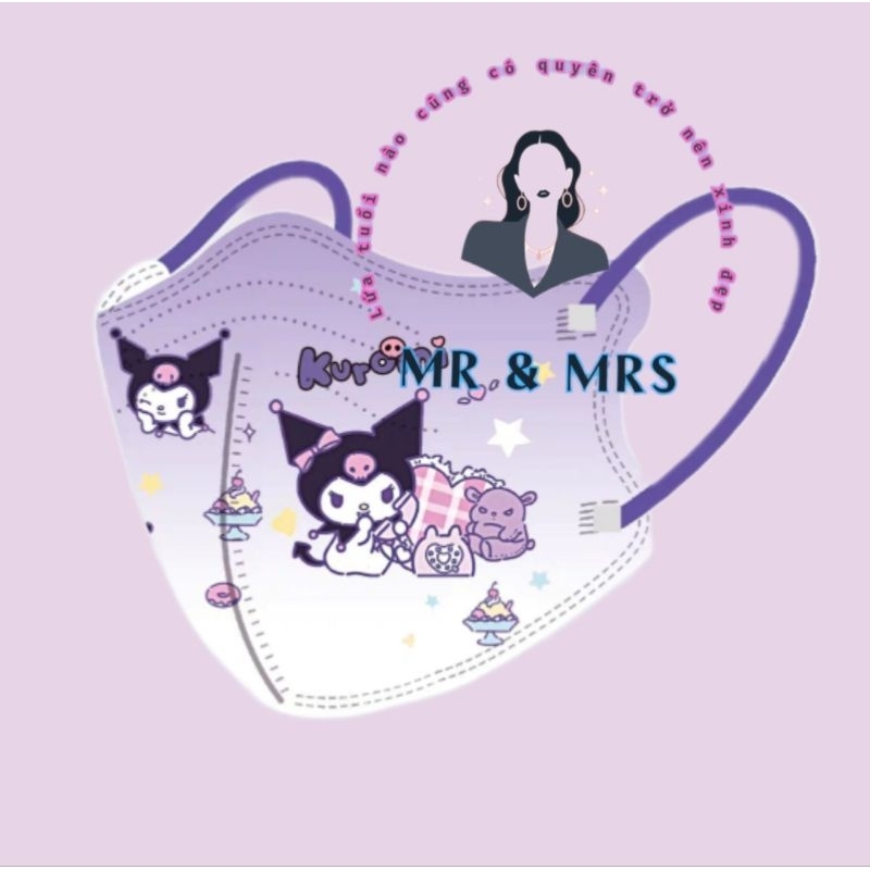 (Set 10c/50c) Khẩu Trang Hoạt Hình Kuromi  Cho Bé 4-12t