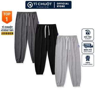 Quần jogger nỉ bông nam nữ bigsize, quần dài nỉ bông ống rộng lai thun thời trang - Tí Chuột Studio