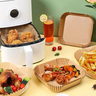 giấy lót nồi chiên không dầu 1sét 50 tờ,Khay giấy nồi chiên hình tròn chịu nhiệt,thấm dầu