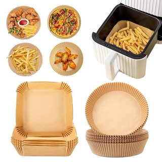 giấy lót nồi chiên không dầu 1sét 50 tờ,Khay giấy nồi chiên hình tròn chịu nhiệt,thấm dầu