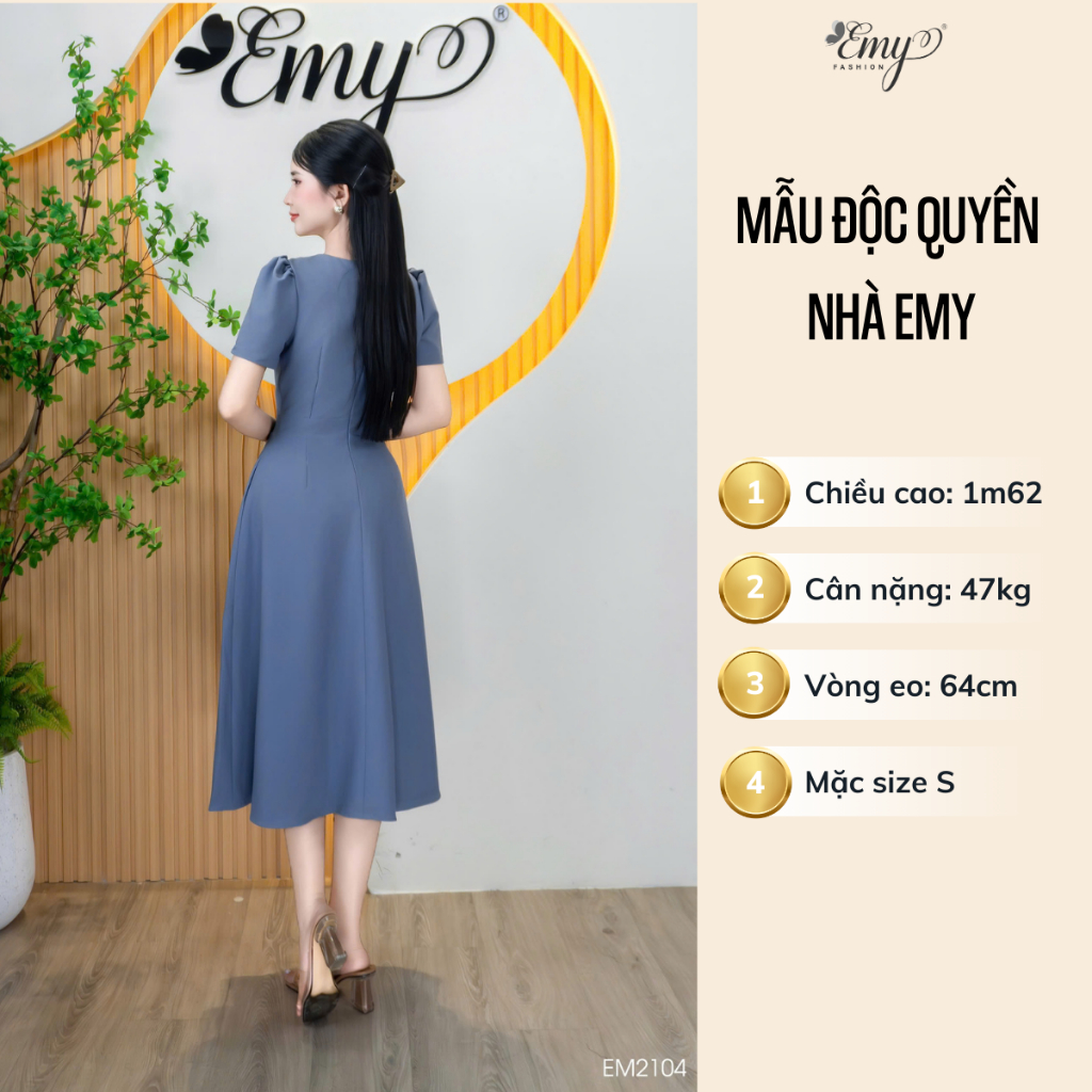 Ảnh Đầm Thiết Kế EMY Thời Trang Cao Cấp EM2104 Vải Cotton Lạnh Màu Xám Phối Trắng Sang Chảnh Đi Tiệc 1