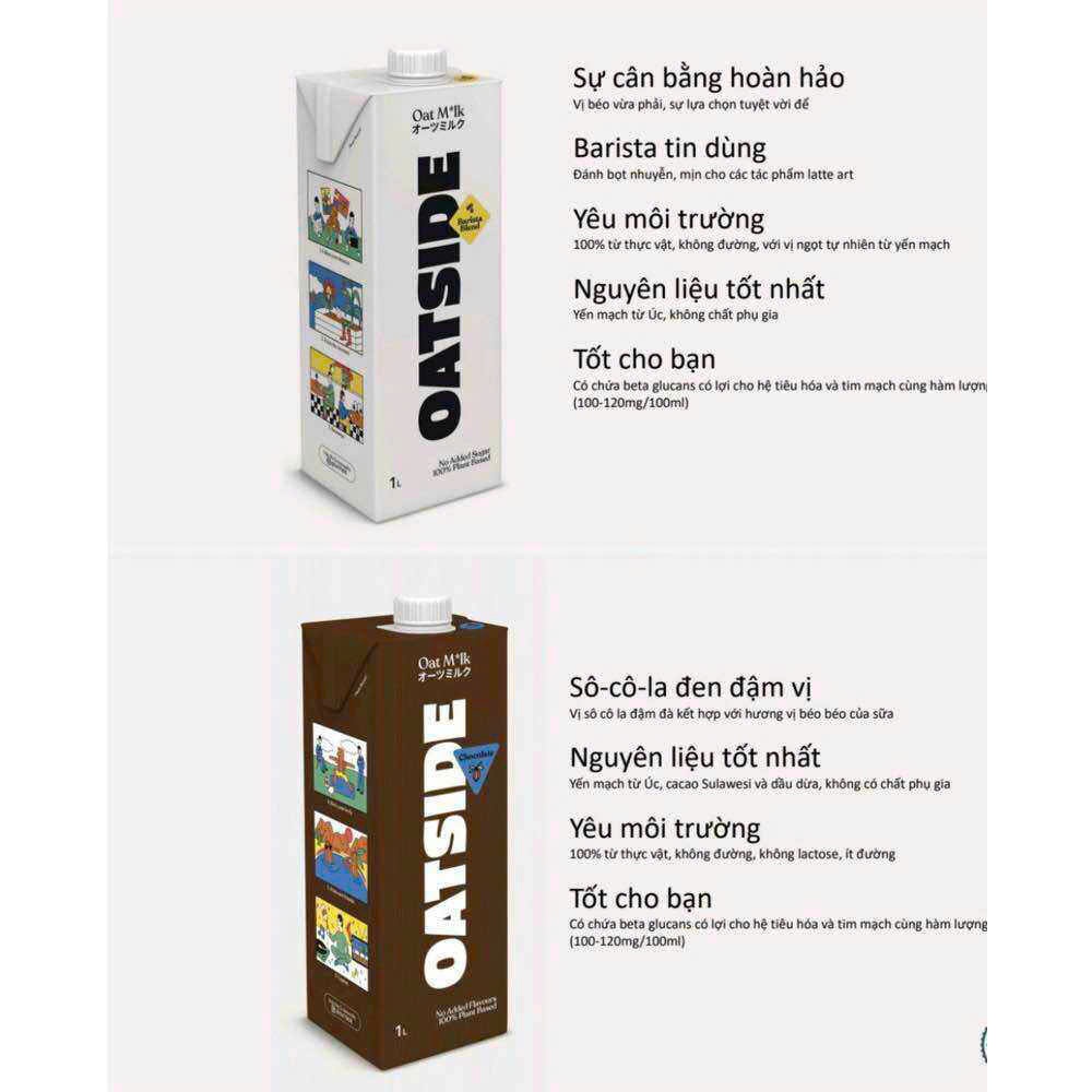 [Thùng 6 Hộp] Sữa Yến Mạch Nguyên Chất OATSIDE Barista Blend (6 x 1L) Thơm Ngon Dễ Uống Pha Latte
