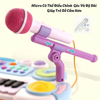Đàn Piano Điện Tử Cho Bé 24 Phím Kèm Micro Và Chân Đế - Đồ Chơi Âm Nhạc Có Đèn, Nhiều Giai Điệu, Chuẩn Âm