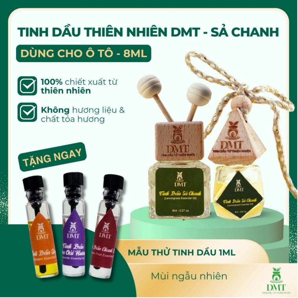 Tinh dầu sả chanh treo DMT  - tinh dầu treo chanh sả nguyên chất, khử mùi, thơm xe, thơm phòng 8ml