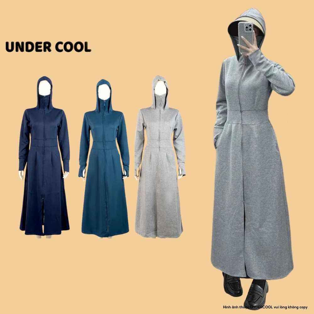 Áo Chống Nắng Dài Toàn Thân UNDERCOOL Umi dày dặn Co Giãn Thoáng Mát - Chống Nắng UPF50+ Nữ Dáng dài ACN04