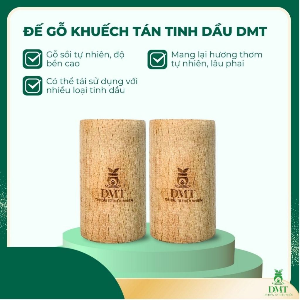 Đế gỗ khuếch tán tinh dầu DMT - Dụng cụ khuếch tán gỗ, khuếch tán tinh dầu, hương thơm tỏa tự nhiên