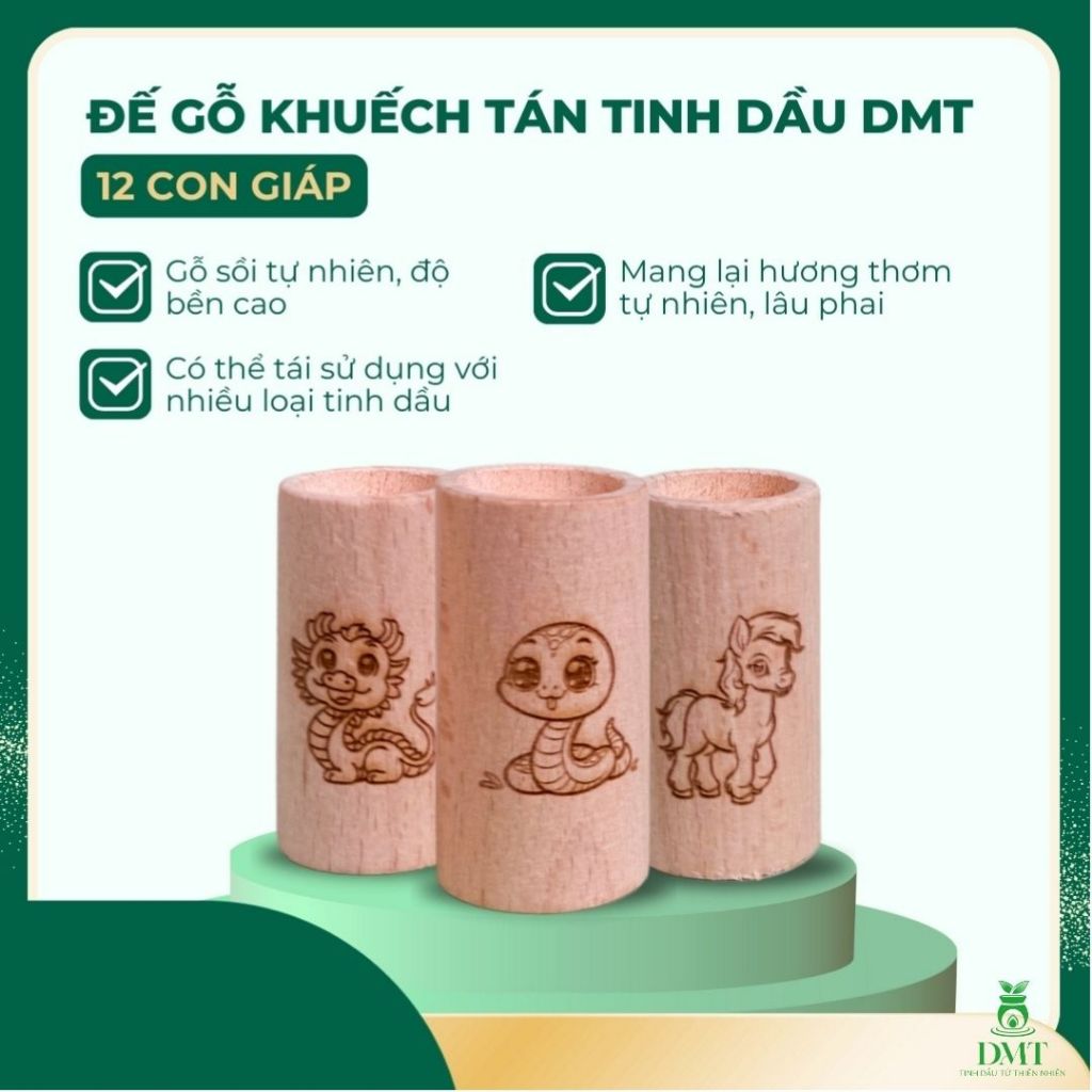 Đế gỗ khuếch tán tinh dầu khắc hình 12 con giáp DMT –  Hương thơm tự nhiên, đế gỗ tự khuếch tán