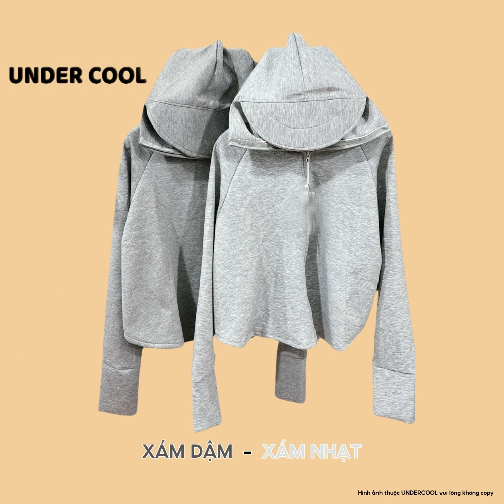 Áo Chống Nắng Cánh Dơi Nữ UNDERCOOL Chống Nắng UPF50+ Chống Tia UV Vành Mũ To Dáng Croptop Chất Umi Nỉ Co Giãn ACN05