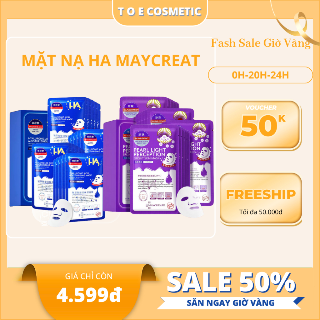 Mặt nạ dưỡng ẩm trắng da mặt HA Maycreate Mask 1 miếng mặt nạ giấy cấp ...
