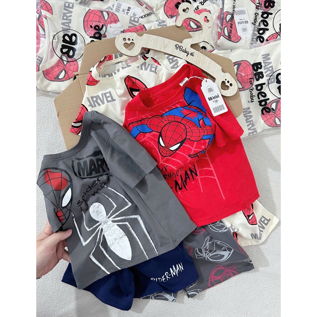 Combo 3 bộ cotton in hoạ tiết, set 3 bộ cotton mềm mát cho bé trai