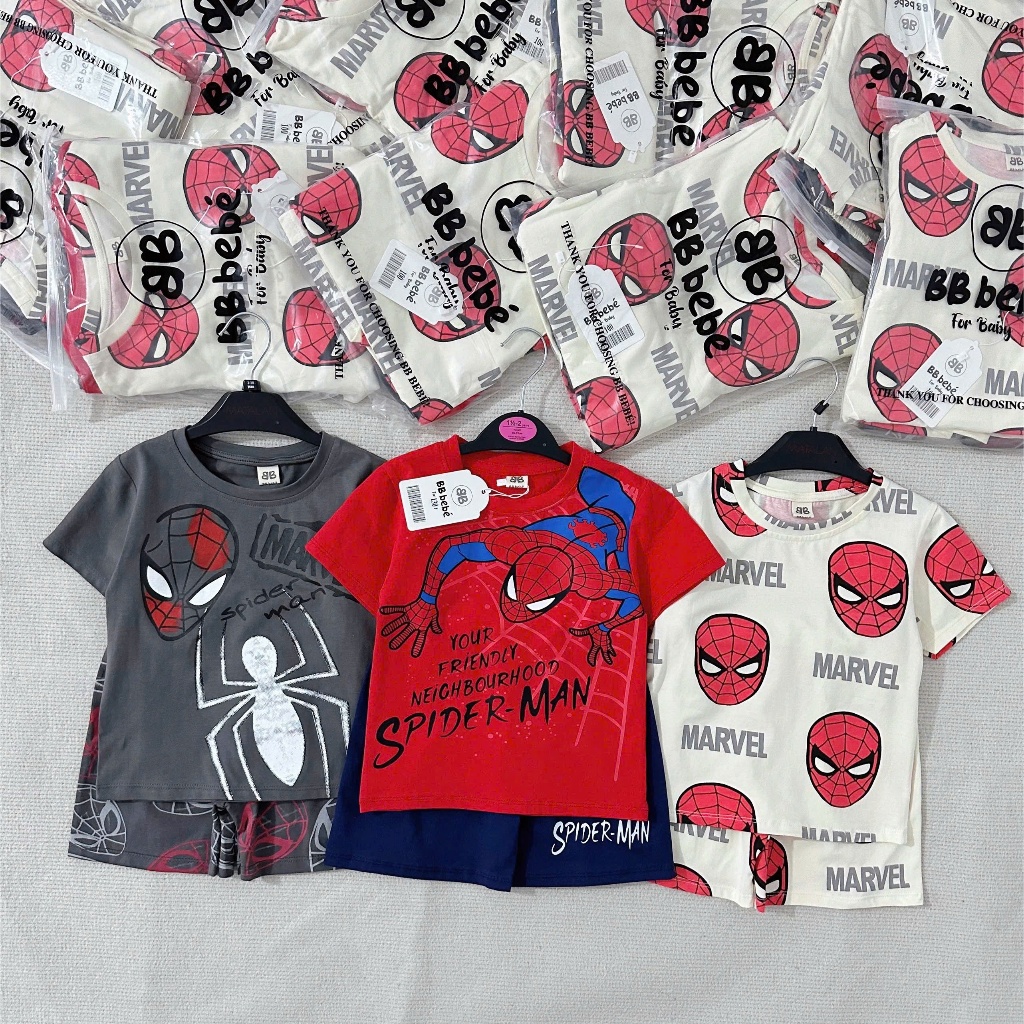 Combo 3 bộ cotton in hoạ tiết, set 3 bộ cotton mềm mát cho bé trai