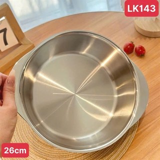 Khay chảo đa năng, nồi lười Lunkai [143] inox 18/10 26cm, 3 lớp liền khối dùng được mọi loại bếp LK143