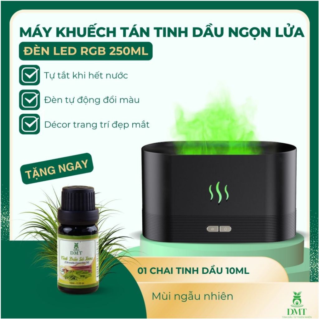 Máy xông tinh dầu phòng khách ngọn lửa DMT, máy khuếch tán tinh dầu, xông tinh dầu thơm phòng 150ml